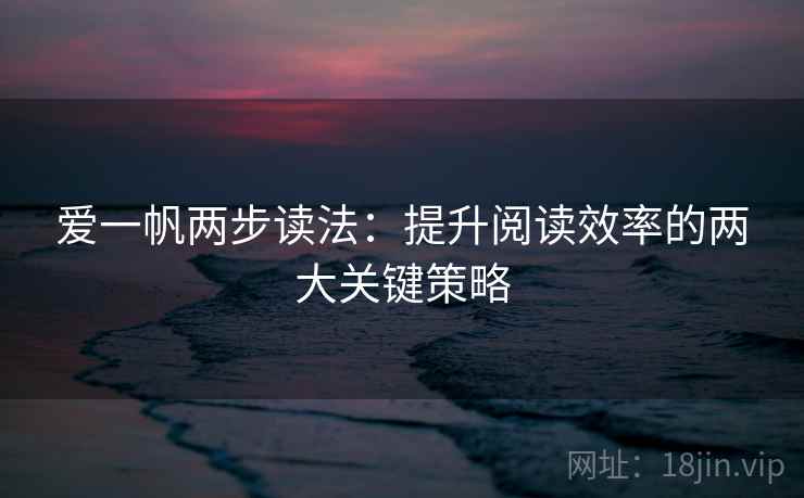 爱一帆两步读法：提升阅读效率的两大关键策略