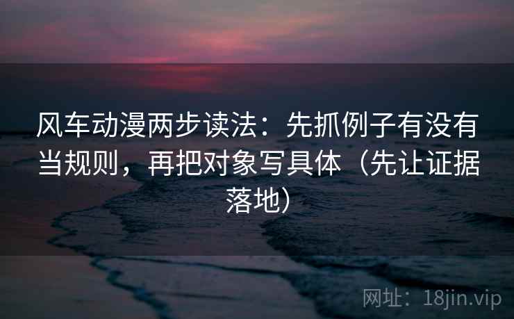 风车动漫两步读法：先抓例子有没有当规则，再把对象写具体（先让证据落地）